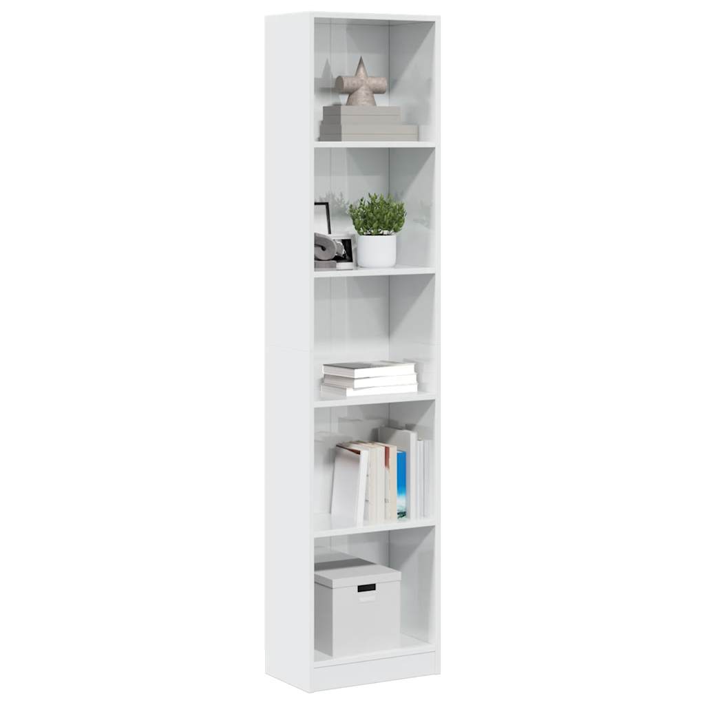 Bibliothèque blanc brillant 40x24x176 cm bois d'ingénierie - XIOS