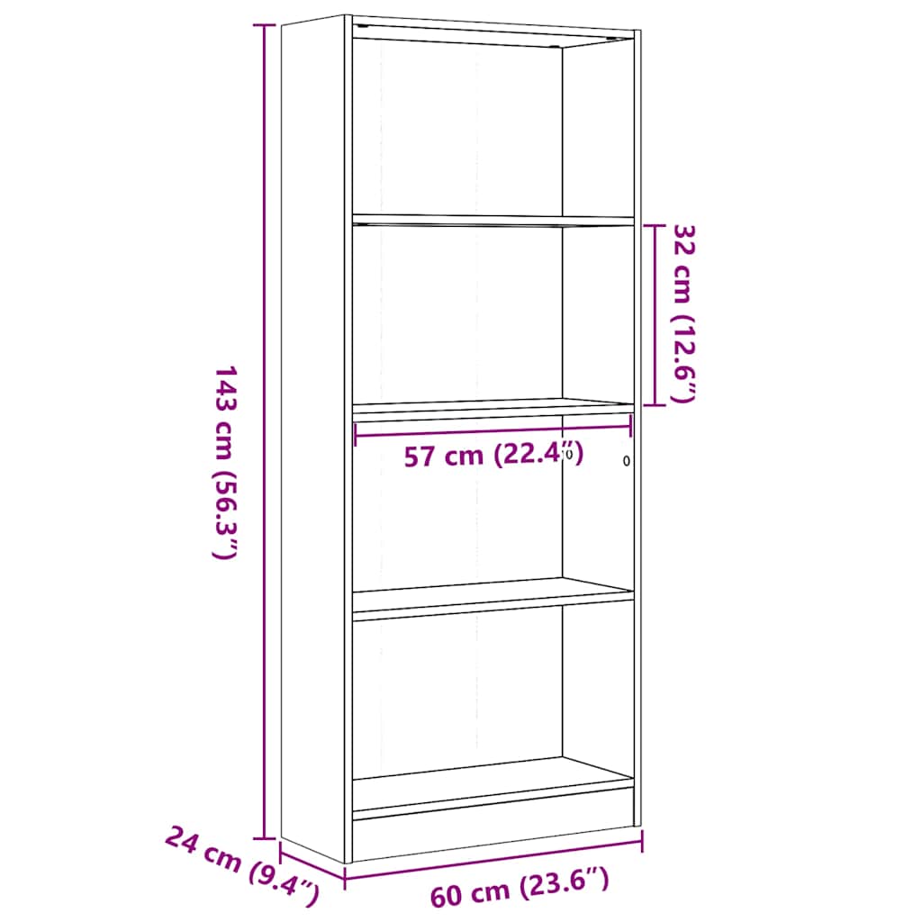 Bibliothèque blanc brillant 60x24x143 cm bois d'ingénierie - XIOS