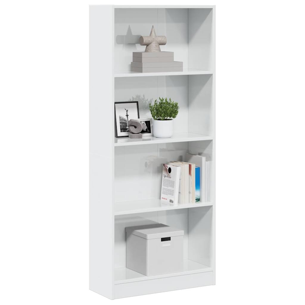 Bibliothèque blanc brillant 60x24x143 cm bois d'ingénierie - XIOS