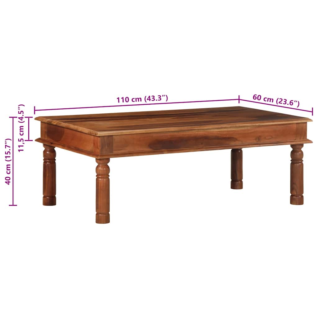Table basse 110x60x40 cm bois massif d'acacia - XIOS