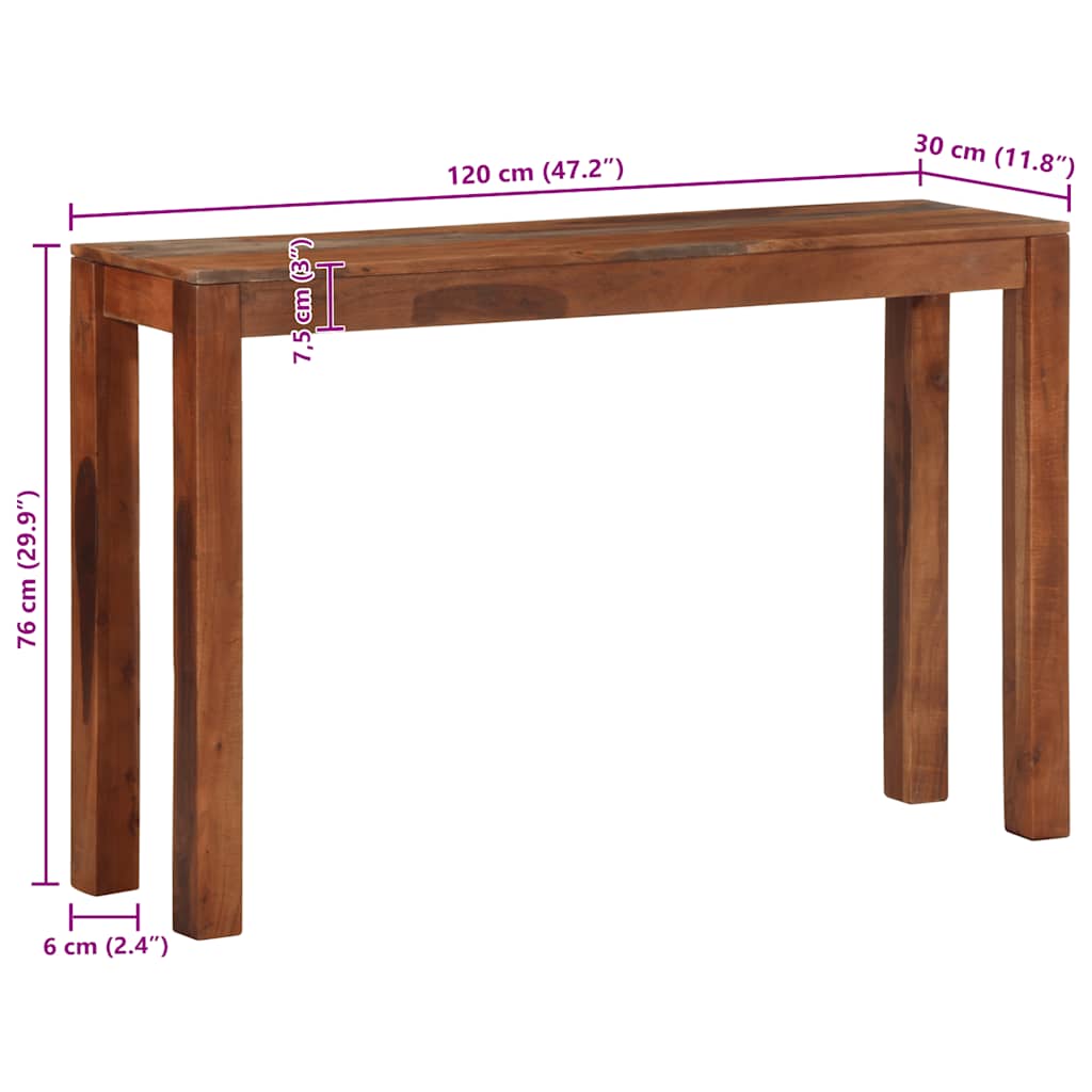 Table console 120x30x76 cm bois massif d'acacia - XIOS
