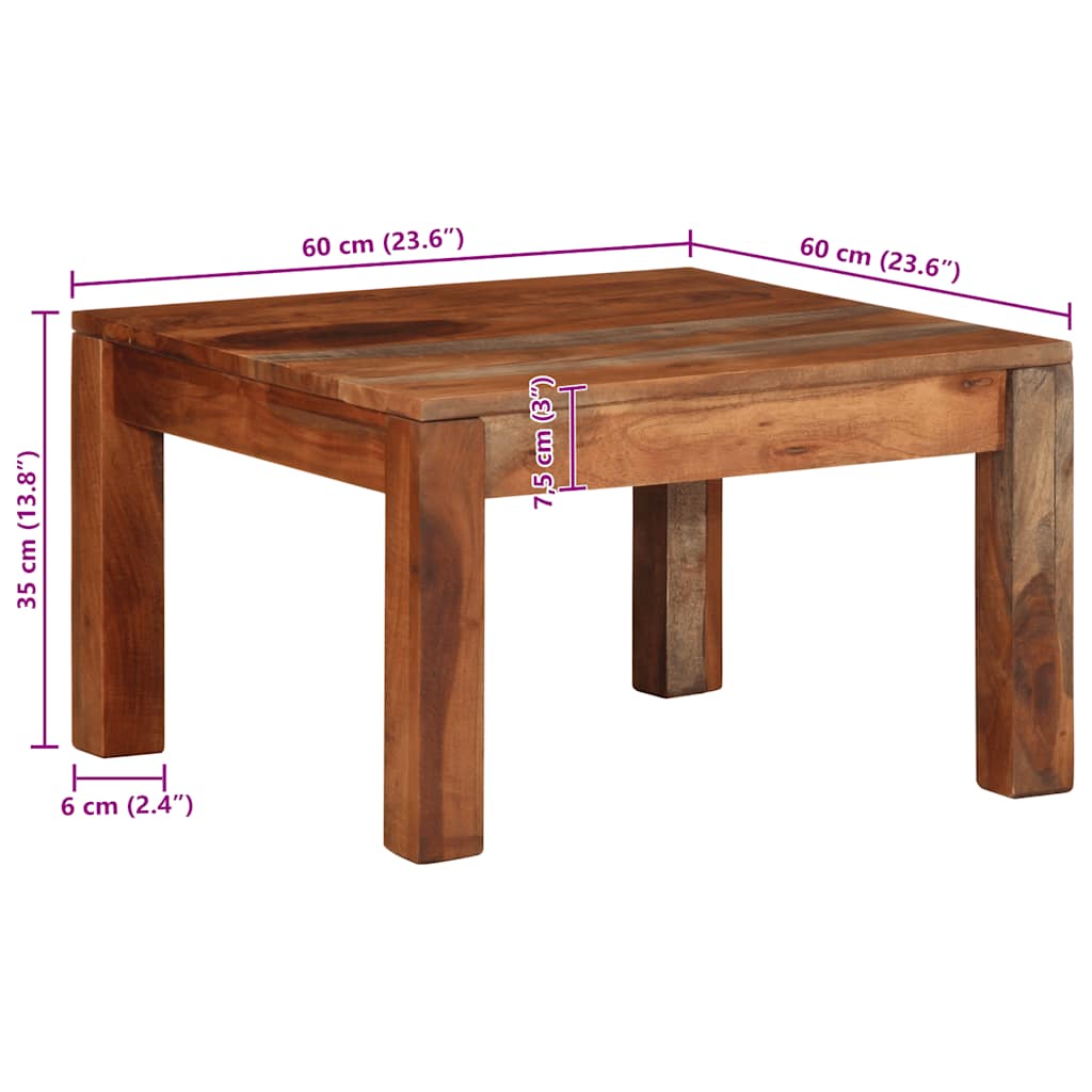 Table basse 60x60x35 cm bois massif d'acacia - XIOS
