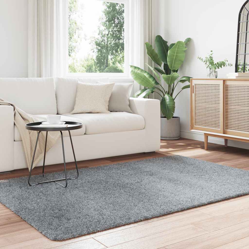 Tapis Shaggy à poils longs gris argenté 130x200 cm polyester Tapis vidaXL