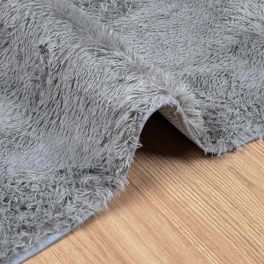 Tapis Shaggy à poils longs gris argenté 130x200 cm polyester Tapis vidaXL