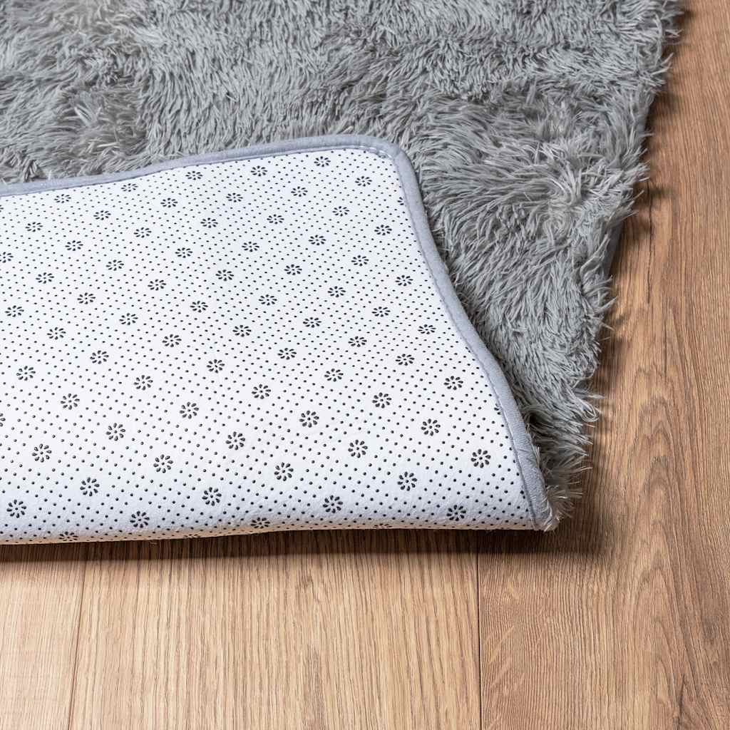 Tapis Shaggy à poils longs gris argenté 130x200 cm polyester Tapis vidaXL