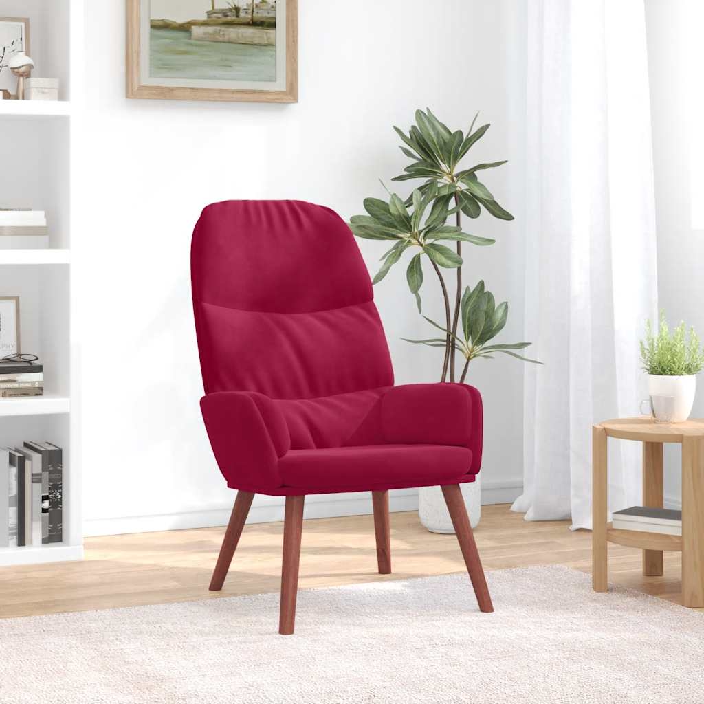 Fauteuil relaxant velours rouge vin - XIOS
