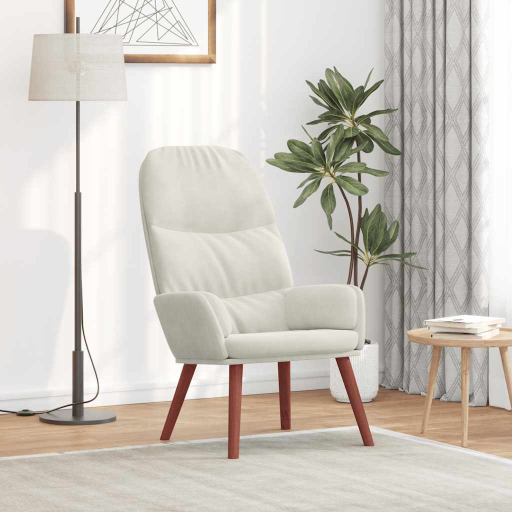 Fauteuil relaxant velours blanc crème - XIOS