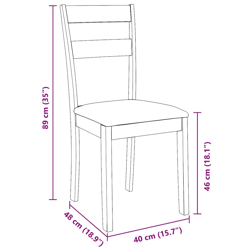 Chaises à manger coussins 2 pcs blanc bois massif caoutchouc - XIOS
