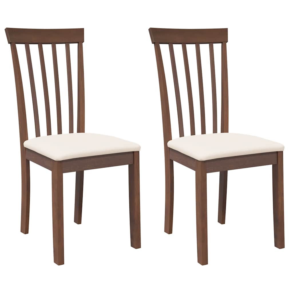 Chaises à manger coussins 2 pcs marron bois massif caoutchouc - XIOS