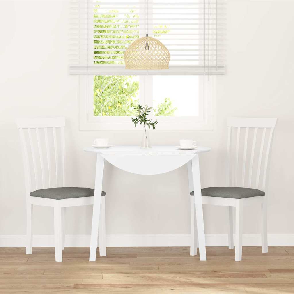 Chaises à manger coussins 2 pcs blanc bois massif caoutchouc