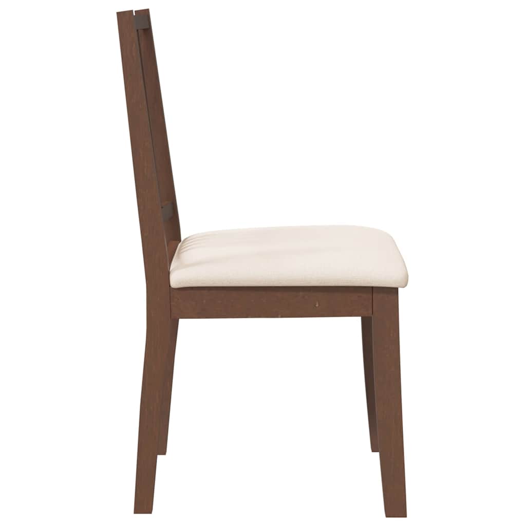 Chaises à manger coussins 2 pcs marron bois massif caoutchouc - XIOS