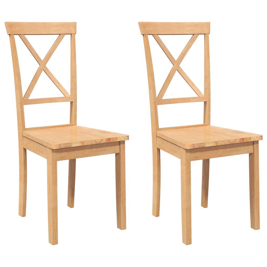 Chaises à manger 2 pcs bois massif caoutchouc