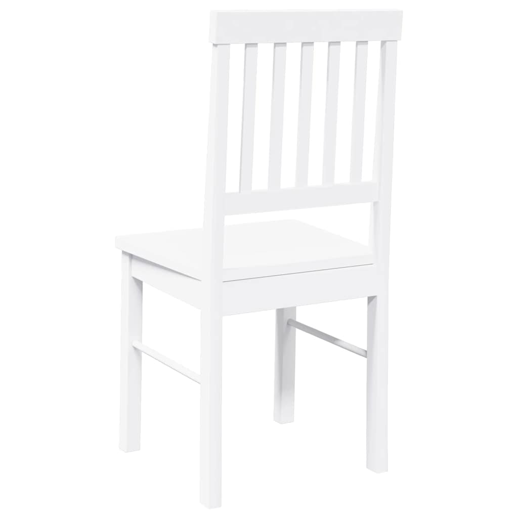 Chaises à manger 2 pcs blanc bois massif caoutchouc