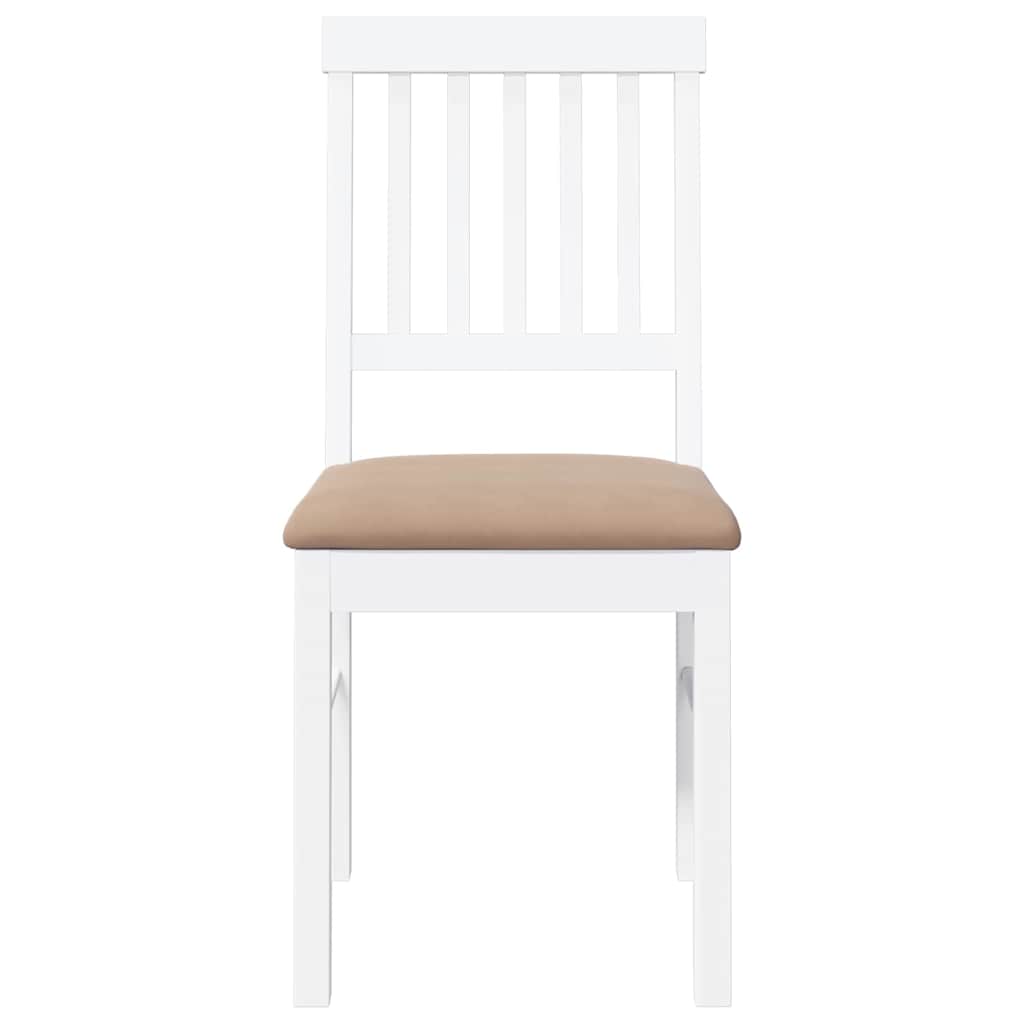 Chaises à manger coussins 2 pcs blanc bois massif caoutchouc