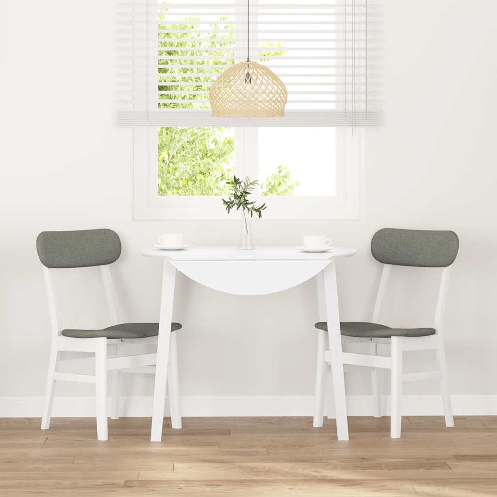 Chaises à manger coussins 2 pcs blanc bois massif caoutchouc