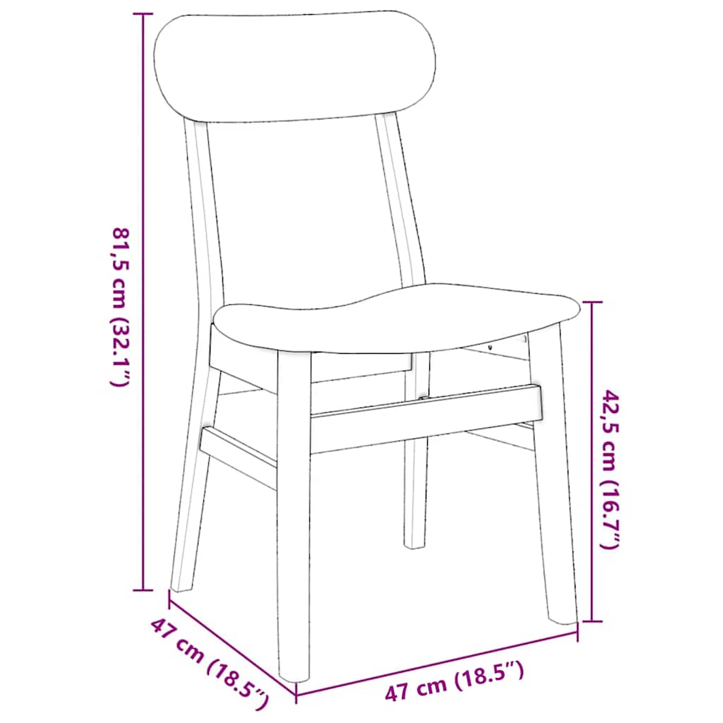 Chaises à manger coussins 2 pcs blanc bois massif caoutchouc