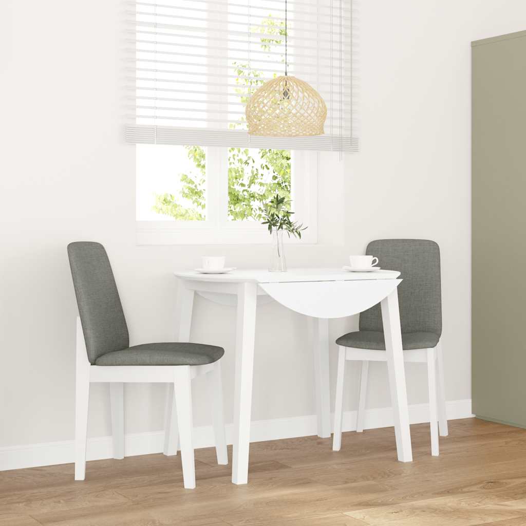 Chaises à manger coussins 2 pcs blanc bois massif caoutchouc Chaises de cuisine vidaXL