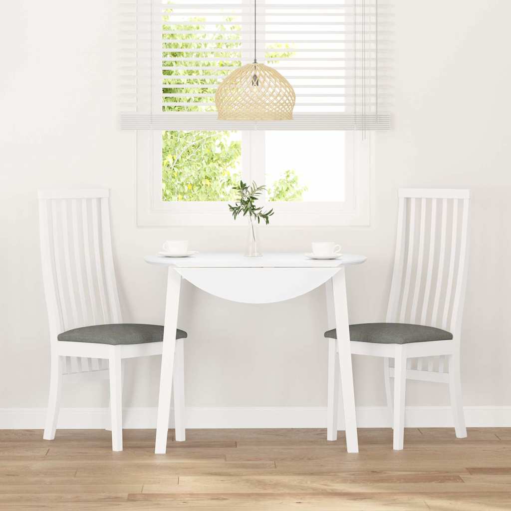 Chaises à manger coussins 2 pcs blanc bois massif caoutchouc