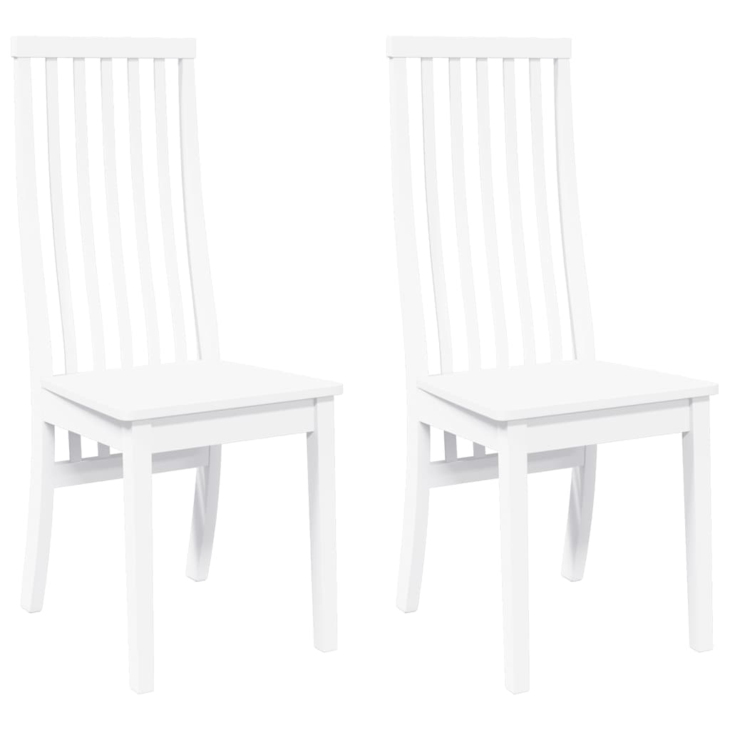 Chaises à manger 2 pcs blanc bois massif caoutchouc Chaises de cuisine vidaXL