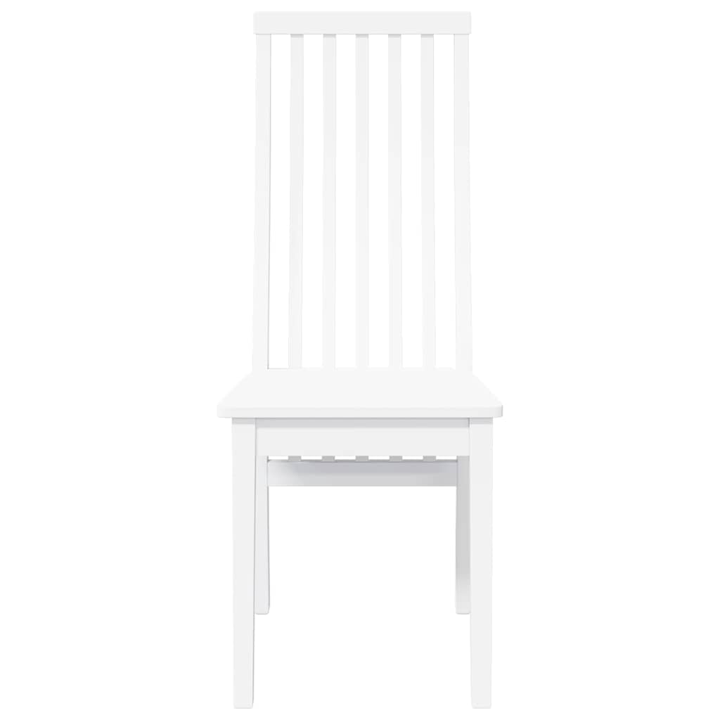 Chaises à manger 2 pcs blanc bois massif caoutchouc Chaises de cuisine vidaXL