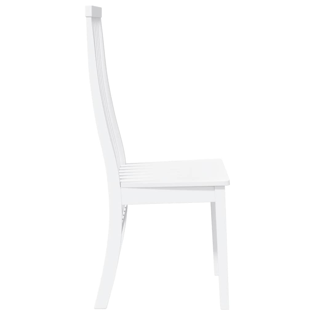 Chaises à manger 2 pcs blanc bois massif caoutchouc Chaises de cuisine vidaXL