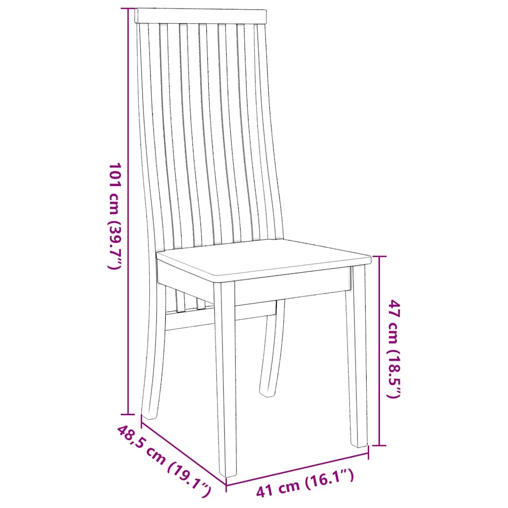 Chaises à manger 2 pcs blanc bois massif caoutchouc Chaises de cuisine vidaXL
