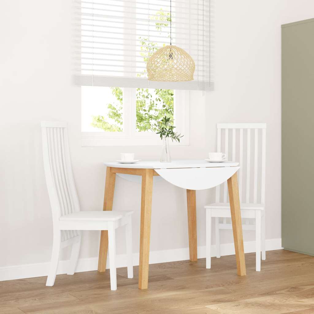 Chaises à manger 2 pcs blanc bois massif caoutchouc Chaises de cuisine vidaXL