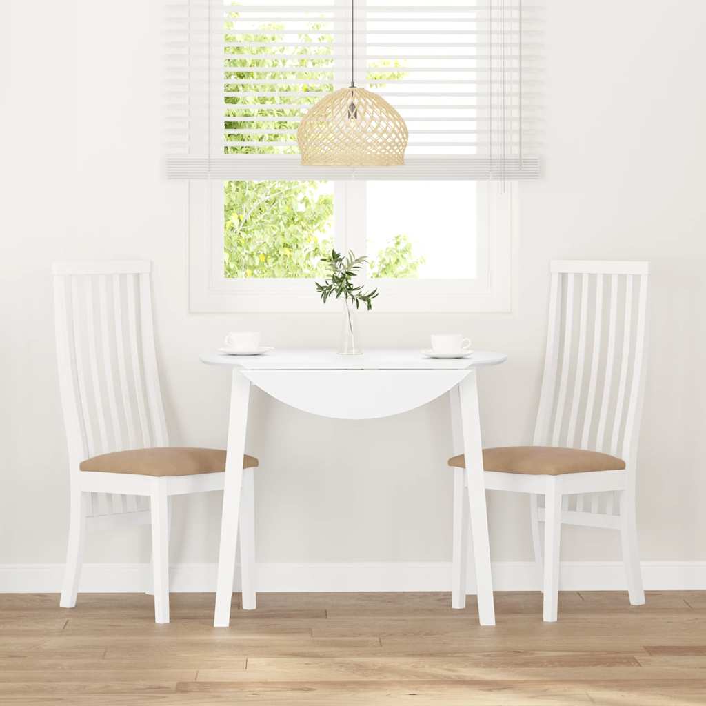 Chaises à manger coussins 2 pcs blanc bois massif caoutchouc - XIOS