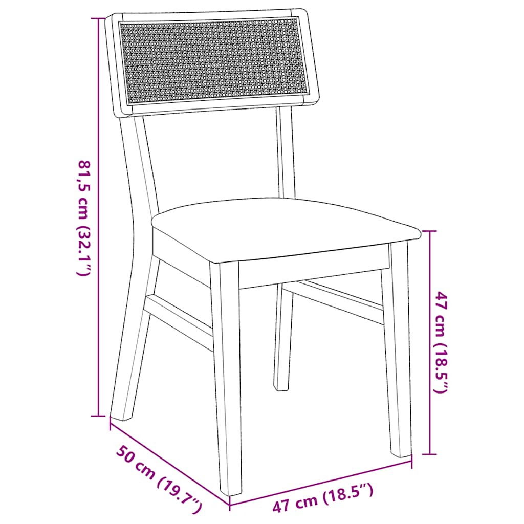 Chaises à manger coussins 2 pcs bois massif caoutchouc - XIOS