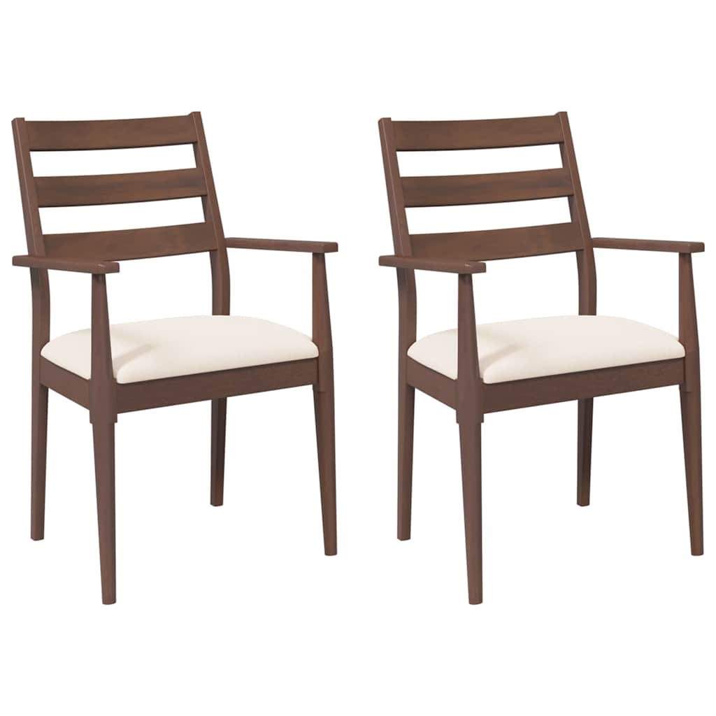 Chaises de salle à manger avec coussins (2 pcs) bois massif marron caoutchouc - XIOS
