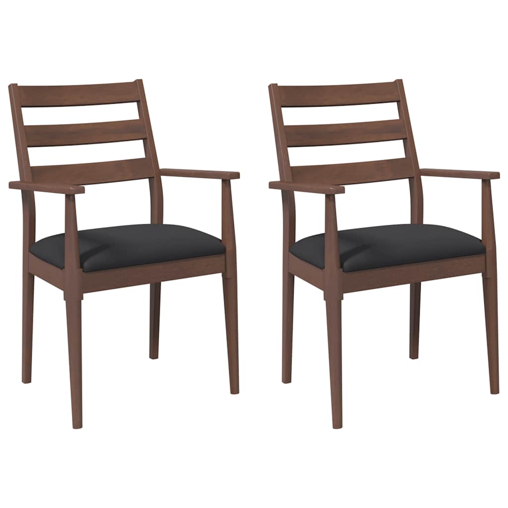 Chaises de salle à manger avec coussins (2 pcs) bois massif marron caoutchouc - XIOS