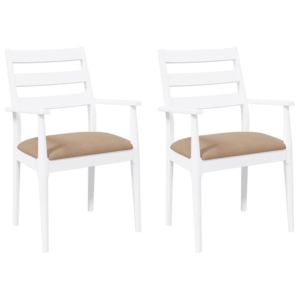 Chaises de salle à manger avec coussins (2 pcs) bois massif blanc caoutchouc - XIOS