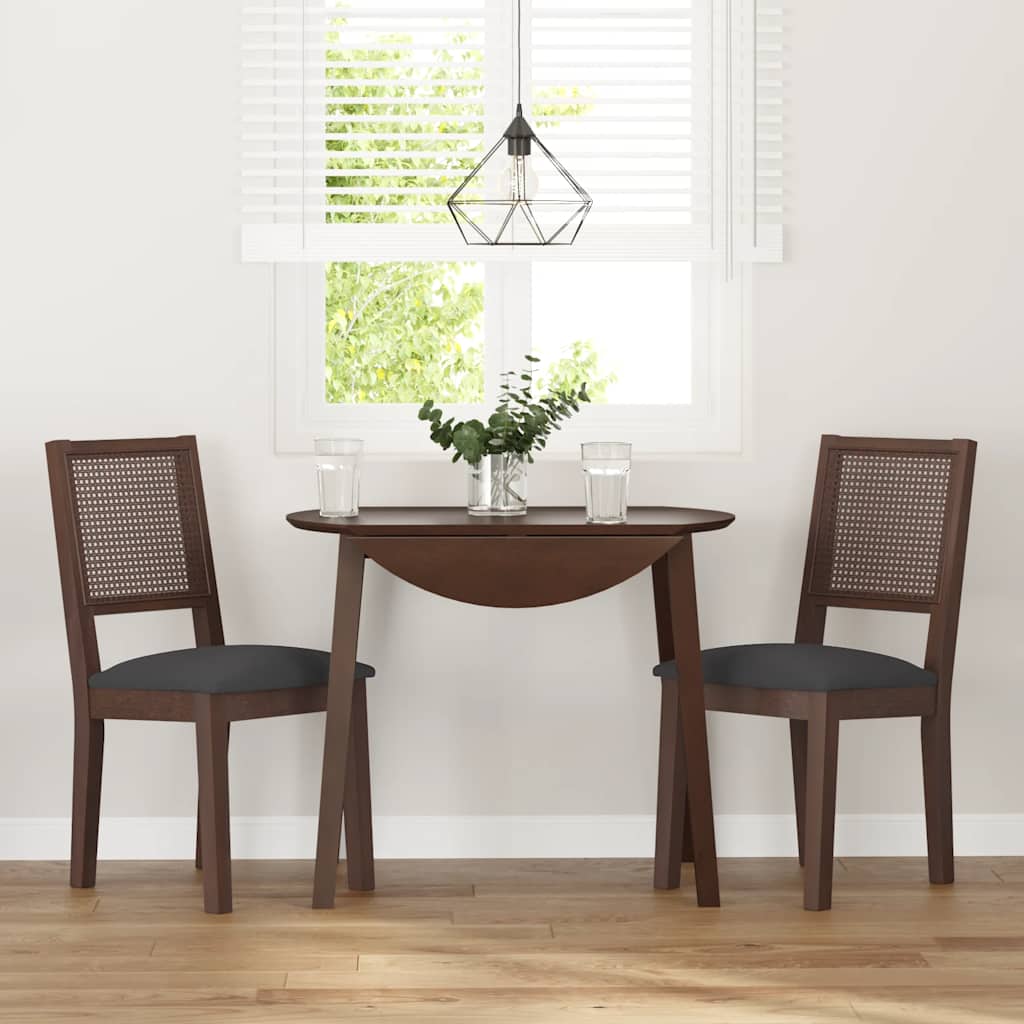 Chaises à manger coussins 2 pcs marron bois massif caoutchouc