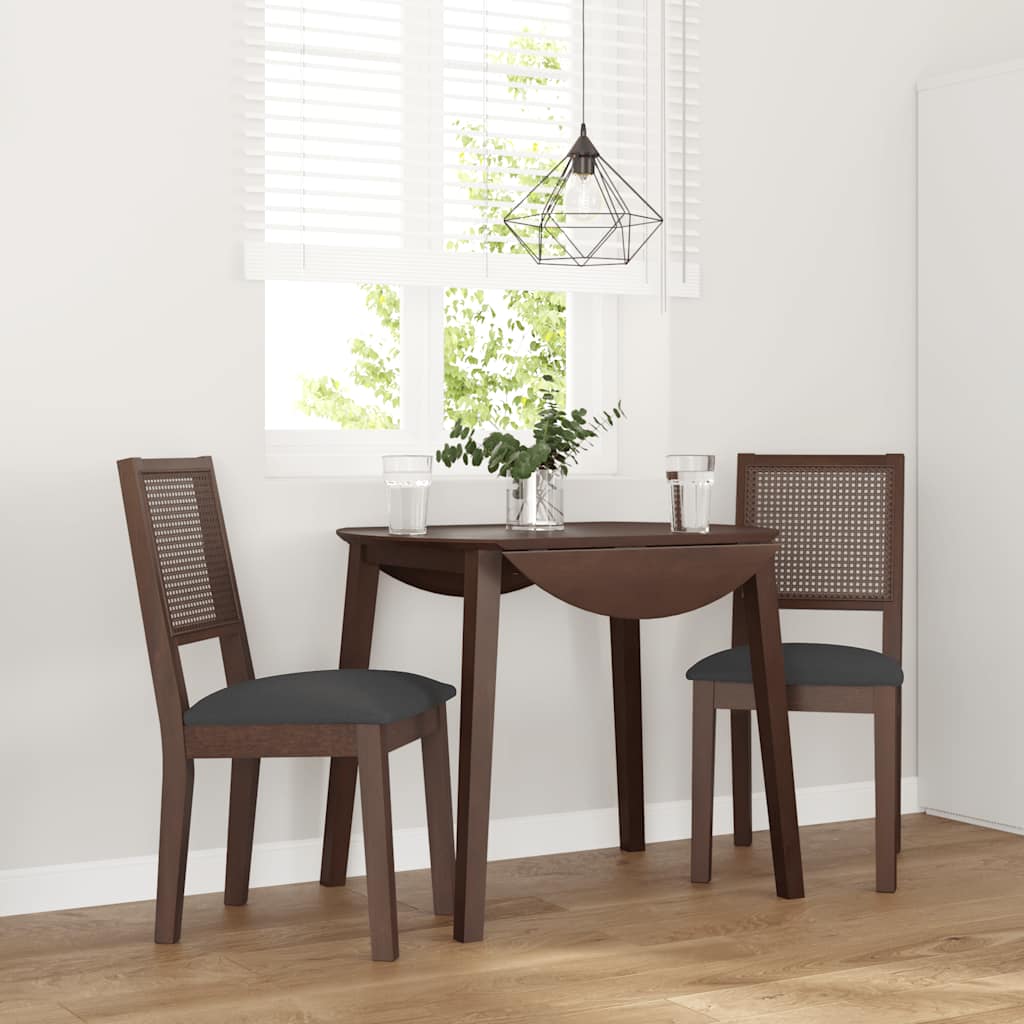 Chaises à manger coussins 2 pcs marron bois massif caoutchouc