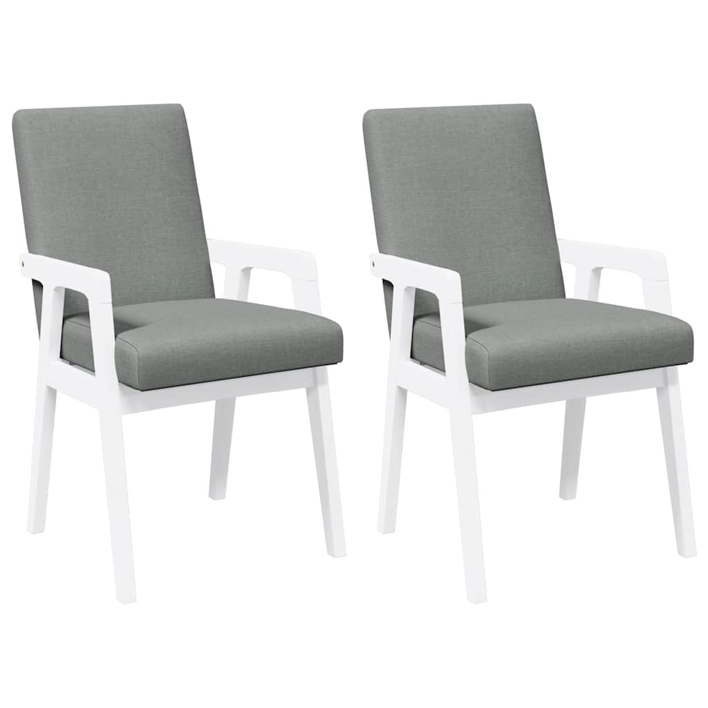 Chaises de salle à manger avec coussins (2 pcs) bois massif blanc caoutchouc - XIOS