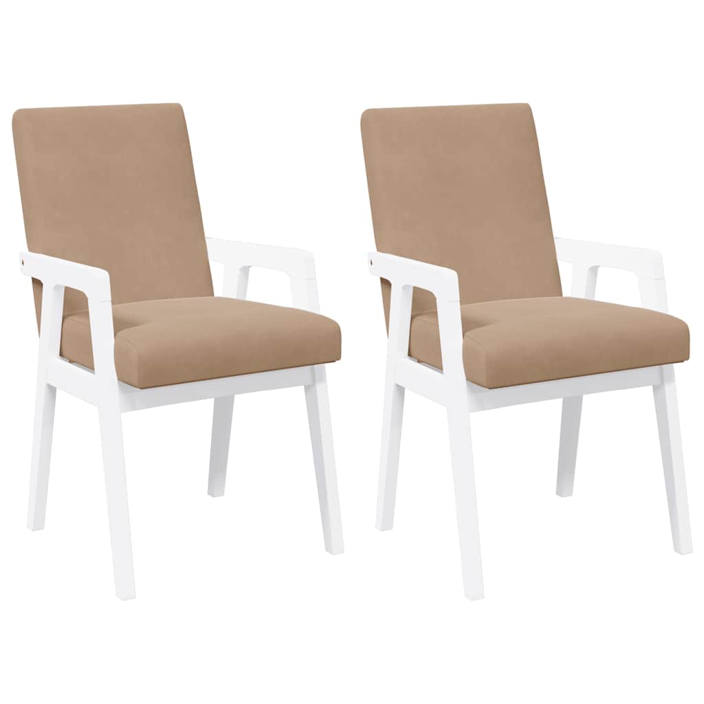 Chaises de salle à manger avec coussins (2 pcs) bois massif blanc caoutchouc - XIOS