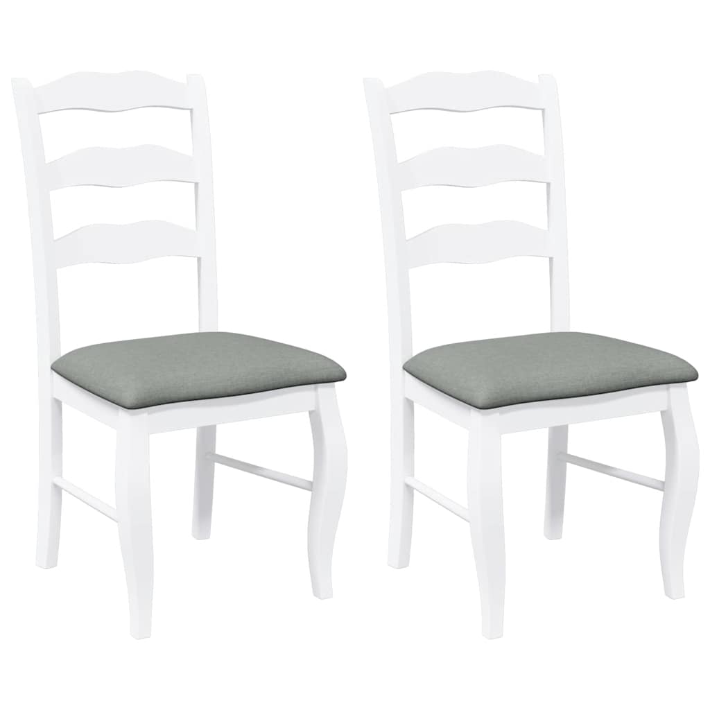 Chaises de salle à manger avec coussins (2 pcs) bois massif blanc caoutchouc - XIOS