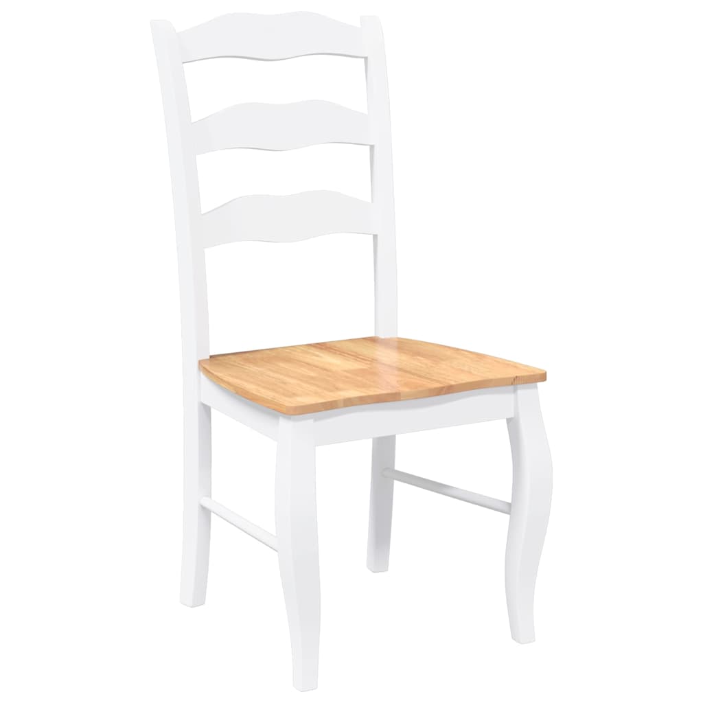 Chaises de salle à manger (lot de 2) en bois massif blanc et caoutchouc - XIOS