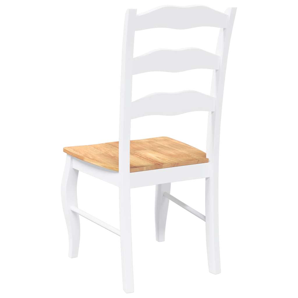 Chaises de salle à manger (lot de 2) en bois massif blanc et caoutchouc - XIOS