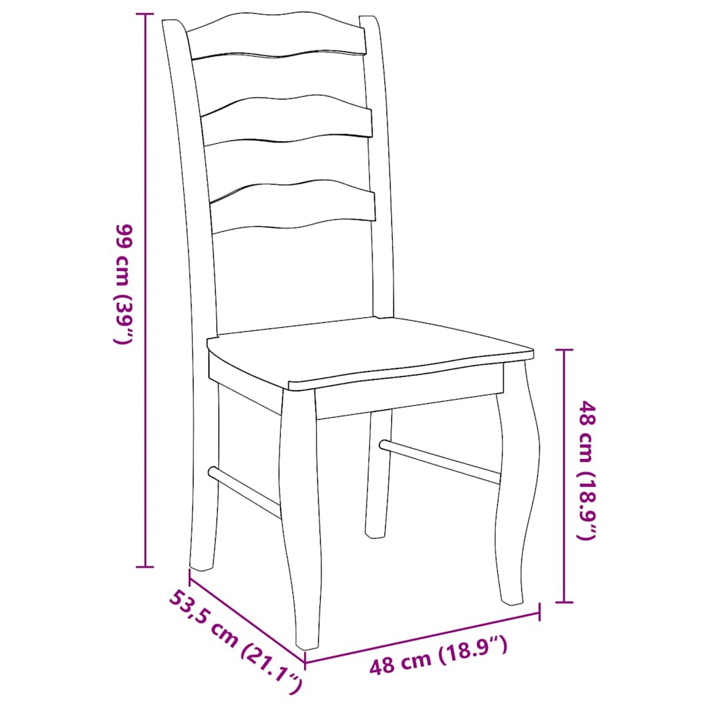 Chaises de salle à manger (lot de 2) en bois massif blanc et caoutchouc - XIOS