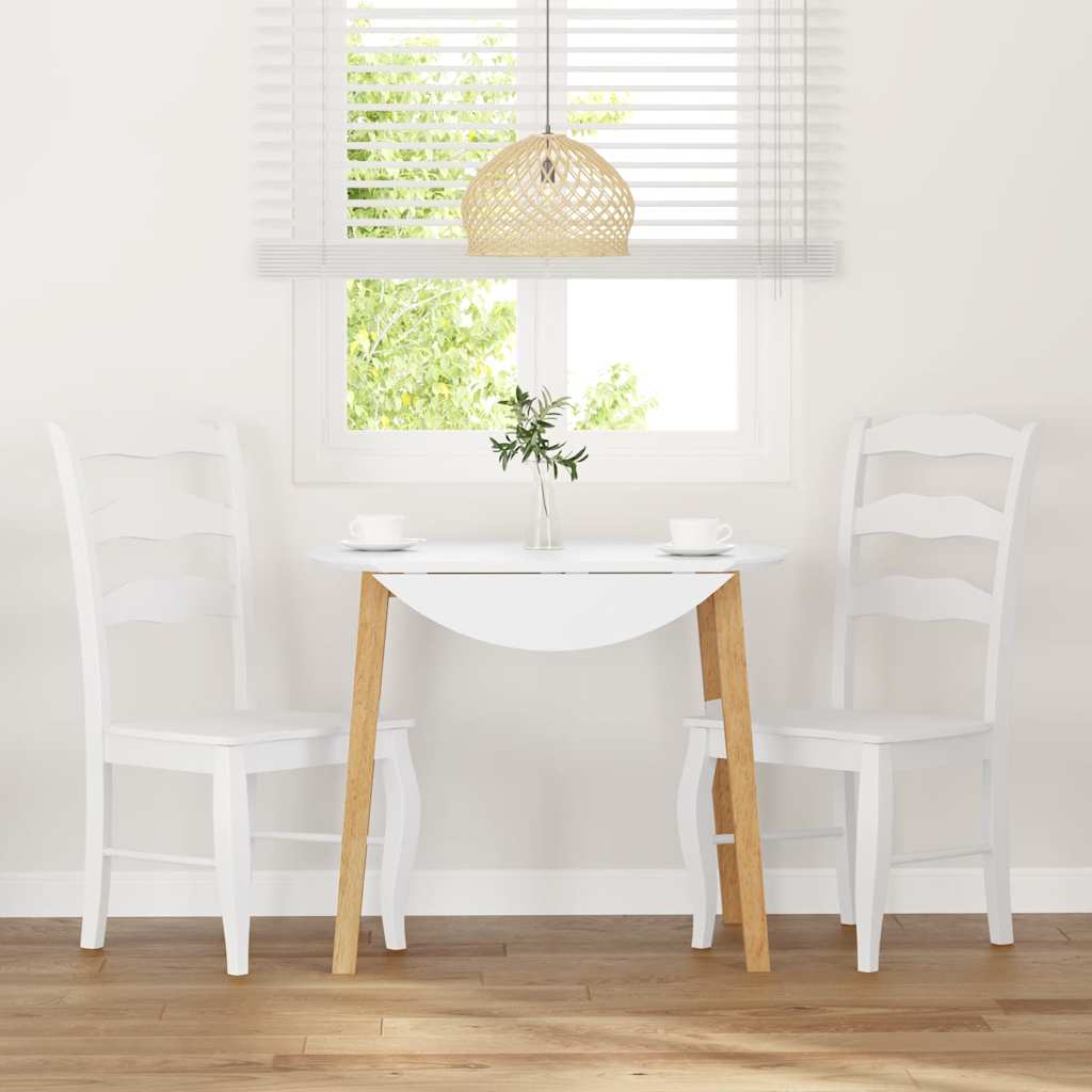Chaises de salle à manger (lot de 2) en bois massif blanc et caoutchouc - XIOS