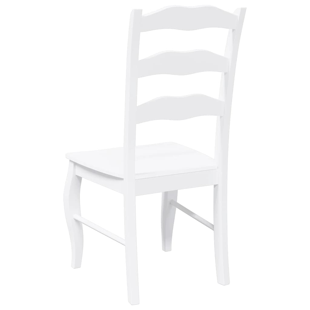 Chaises de salle à manger (lot de 2) en bois massif blanc et caoutchouc - XIOS