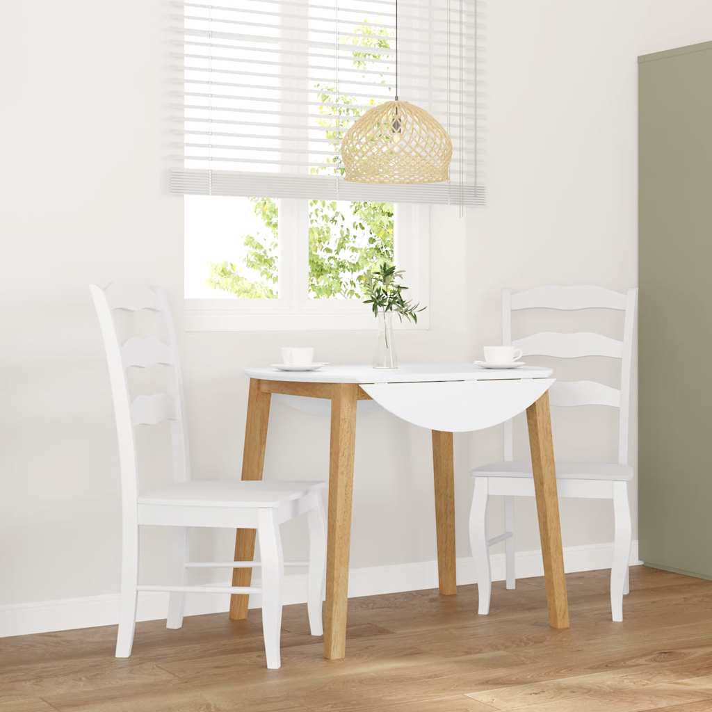 Chaises de salle à manger (lot de 2) en bois massif blanc et caoutchouc - XIOS