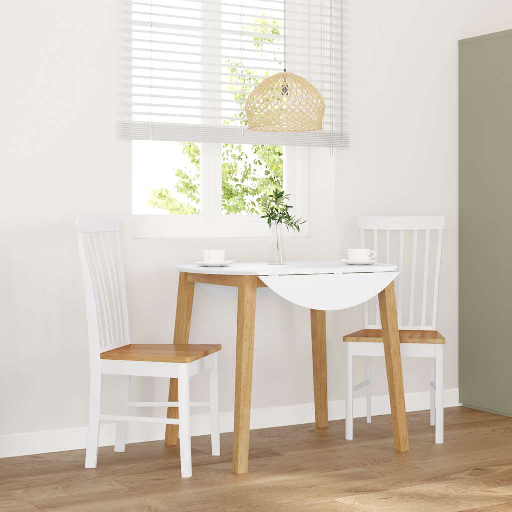 Chaises à manger 2 pcs blanc bois massif caoutchouc