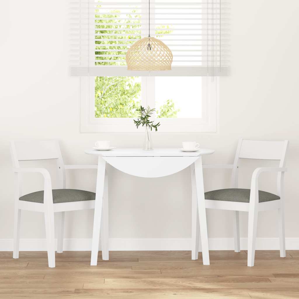 Chaises à manger coussins 2 pcs blanc bois massif caoutchouc