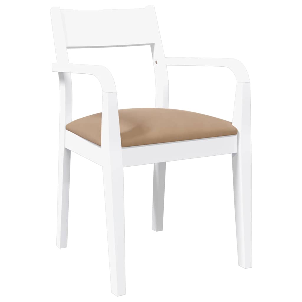 Chaises à manger coussins 2 pcs blanc bois massif caoutchouc