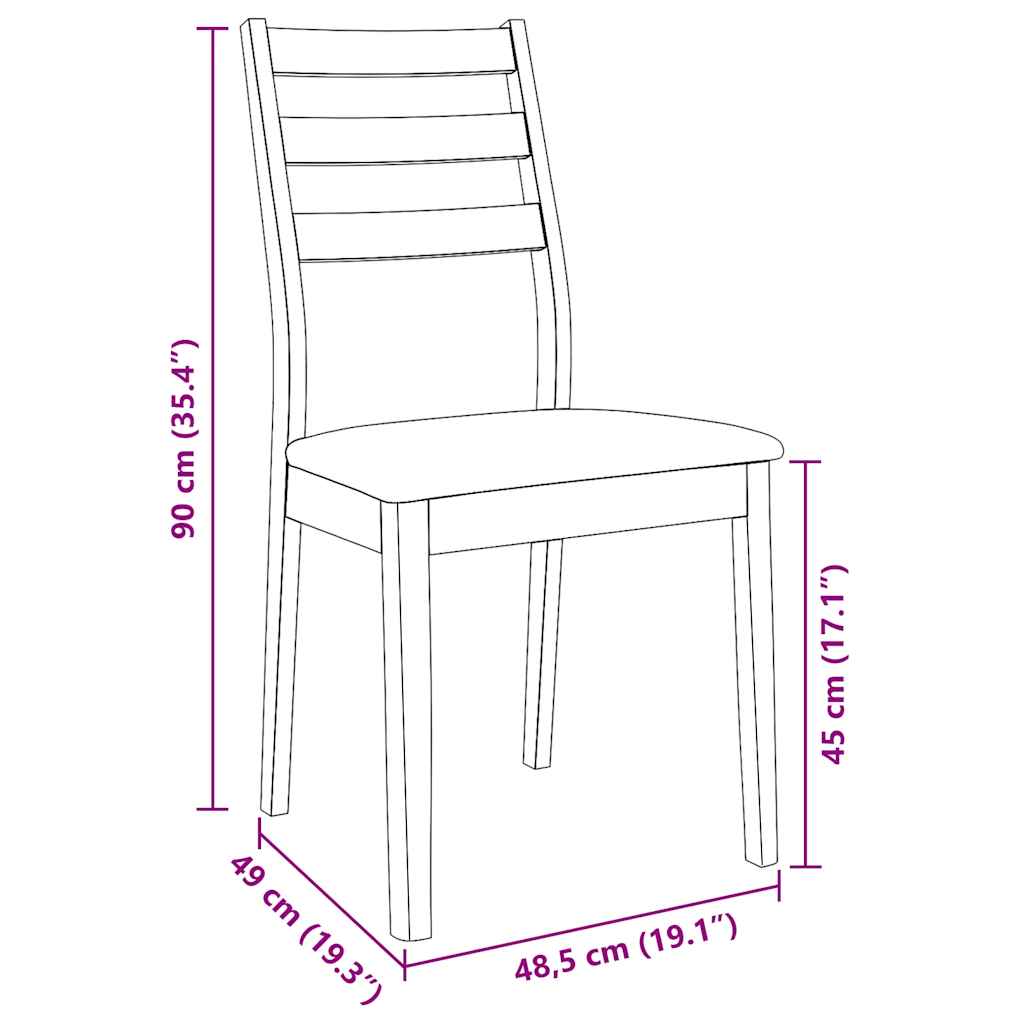 Chaises à manger coussins 2 pcs naturel bois massif caoutchouc