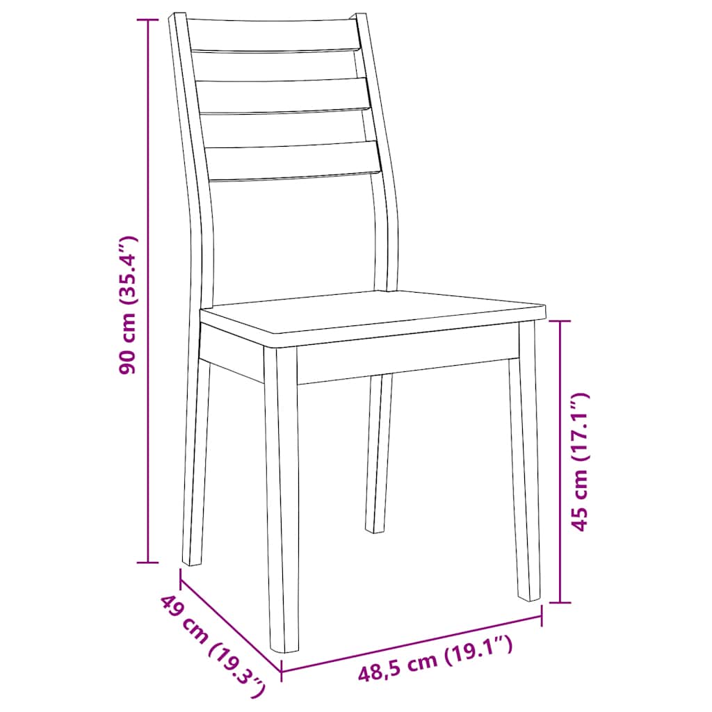 Chaises à manger 2 pcs blanc bois massif caoutchouc - XIOS