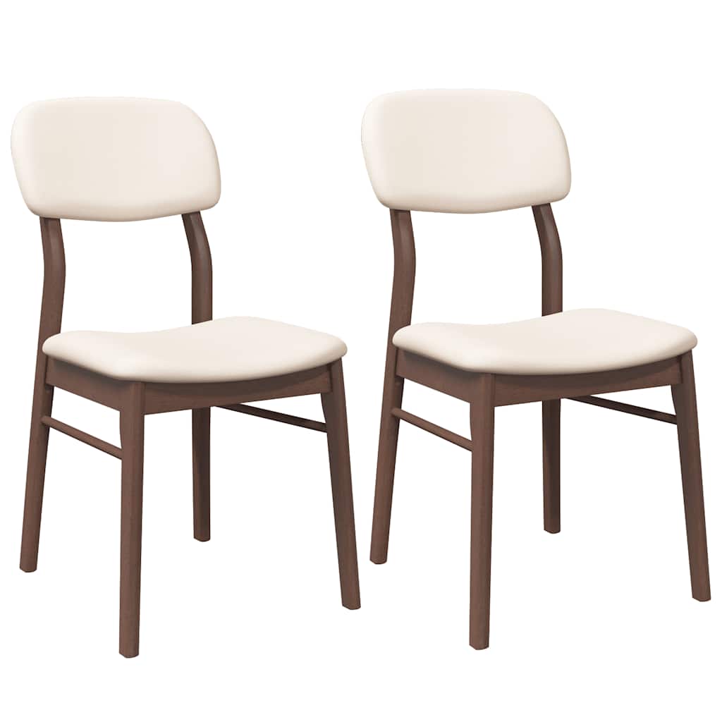 Chaises à manger coussins 2 pcs marron bois massif caoutchouc