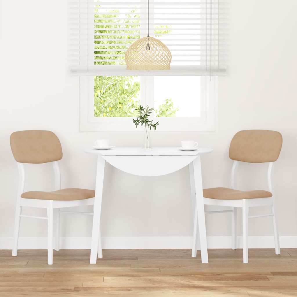 Chaises à manger coussins 2 pcs blanc bois massif caoutchouc
